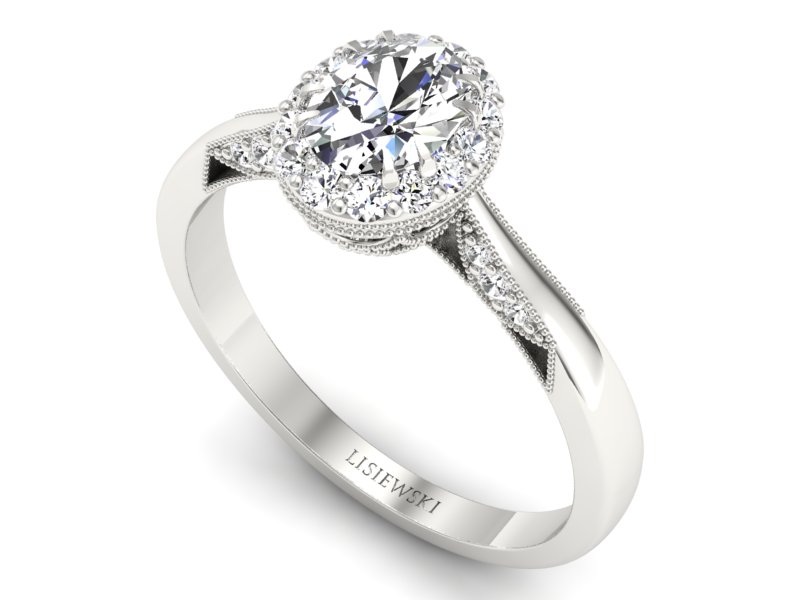 Złoty pierścionek z diamentami białe złoto - p16023b — zdjęcie 3