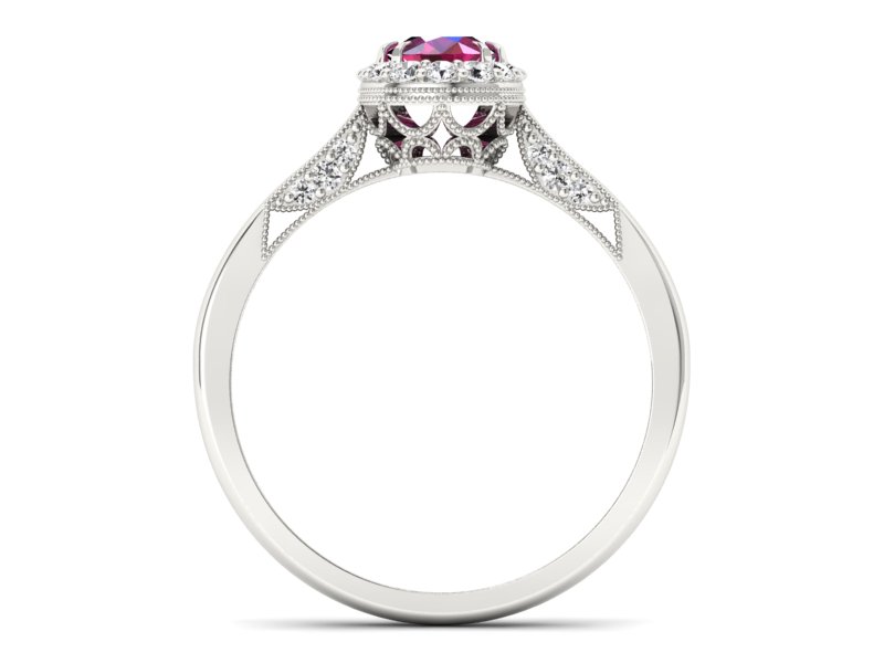 Pierścionek zaręczynowy z rubinem i brylantami - p16023br — zdjęcie 2