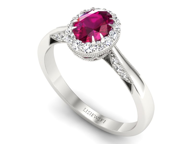 Pierścionek zaręczynowy z rubinem i brylantami - p16023br — zdjęcie 3