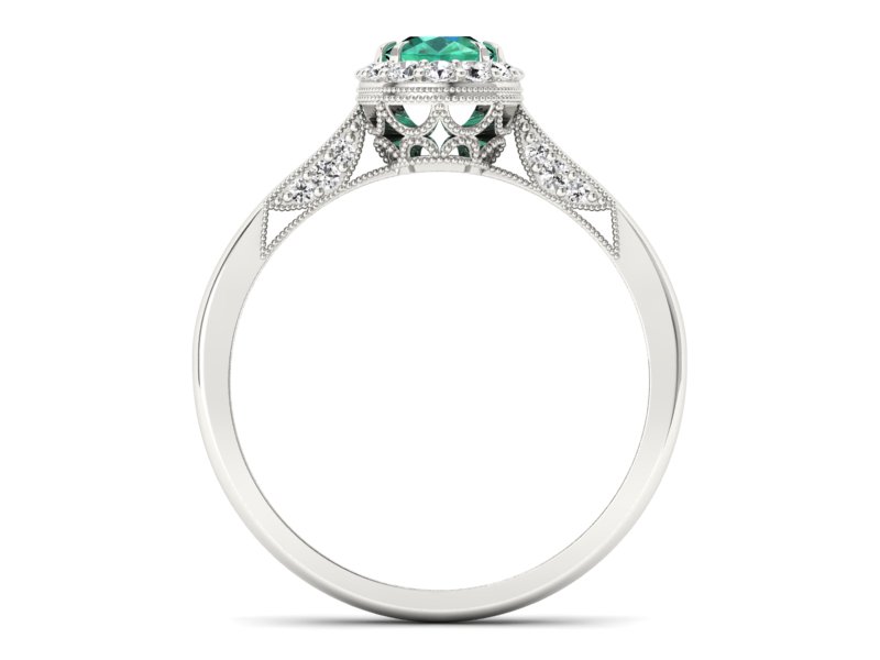 Złoty pierścionek ze szmaragdem i brylantami - p16023bsm — zdjęcie 2