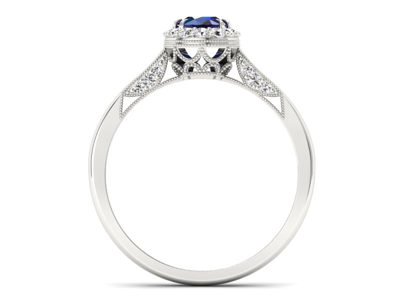 Złoty pierścionek z szafirem i brylantami - p16023bsz — zdjęcie 2