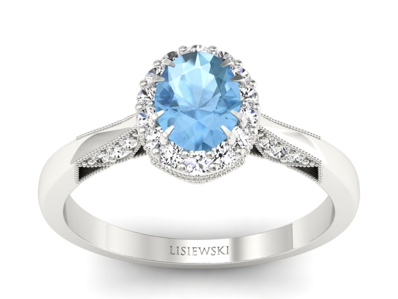 Pierścionek z topazem z brylantami - p16023btop