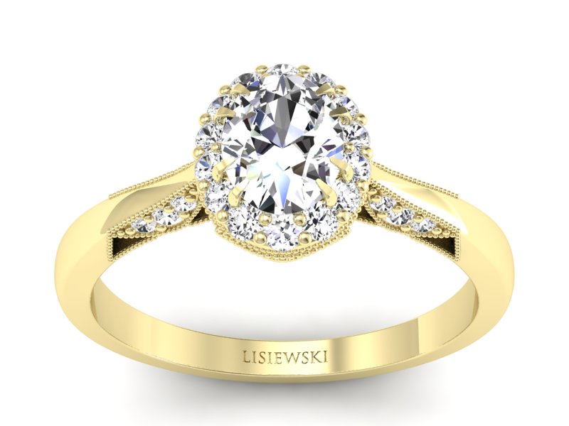 Złoty pierścionek z diamentami żółte złoto - p16023z