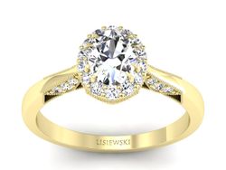 Złoty pierścionek z diamentami żółte złoto - p16023z