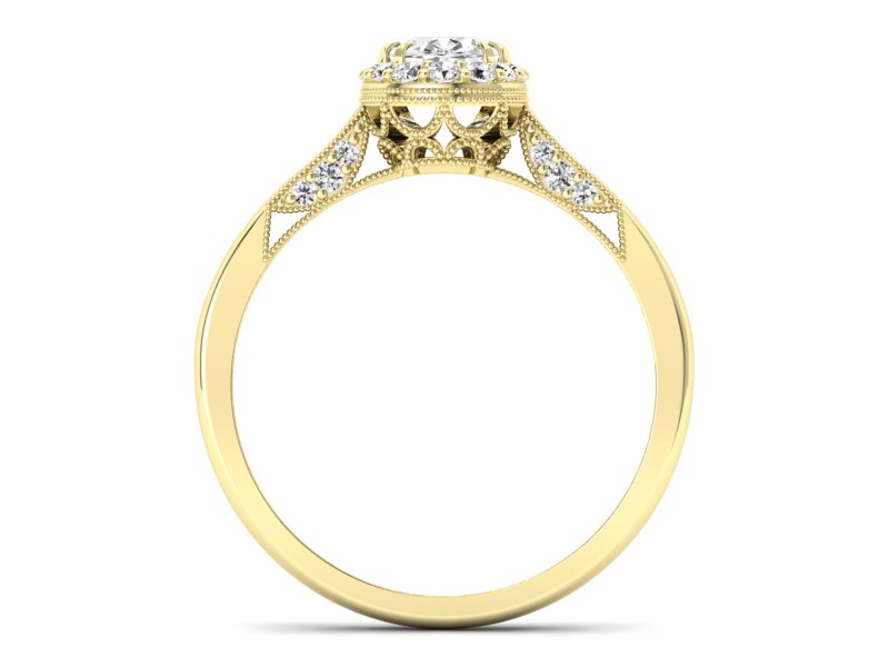 Złoty pierścionek z diamentami żółte złoto - p16023z — zdjęcie 2