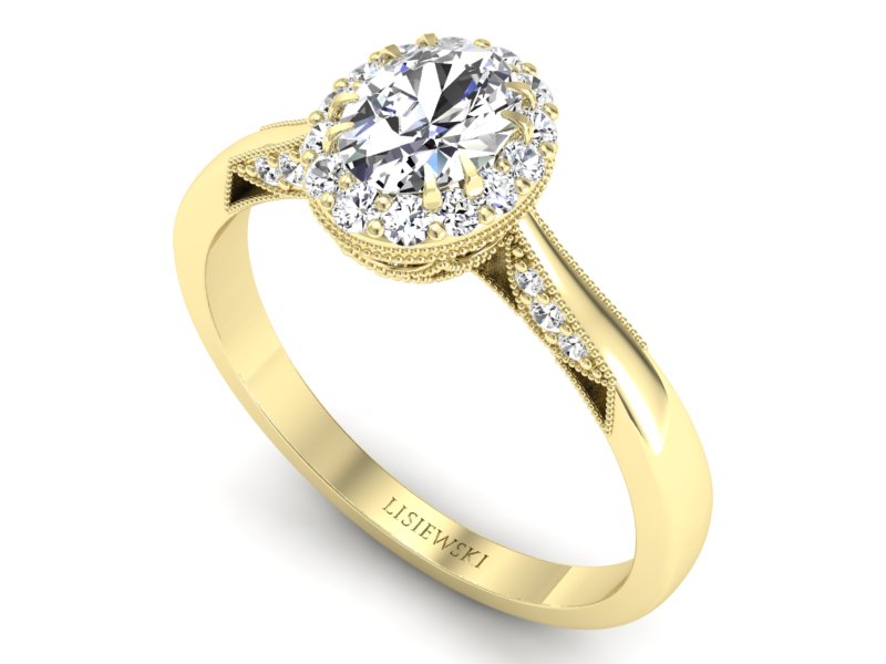 Złoty pierścionek z diamentami żółte złoto - p16023z — zdjęcie 3