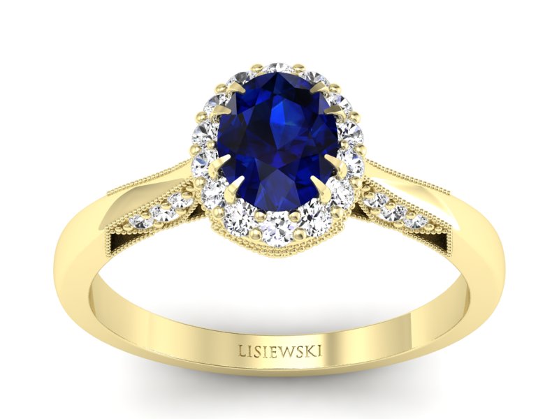 Pierścionek z szafirem i brylantami - p16023zsz