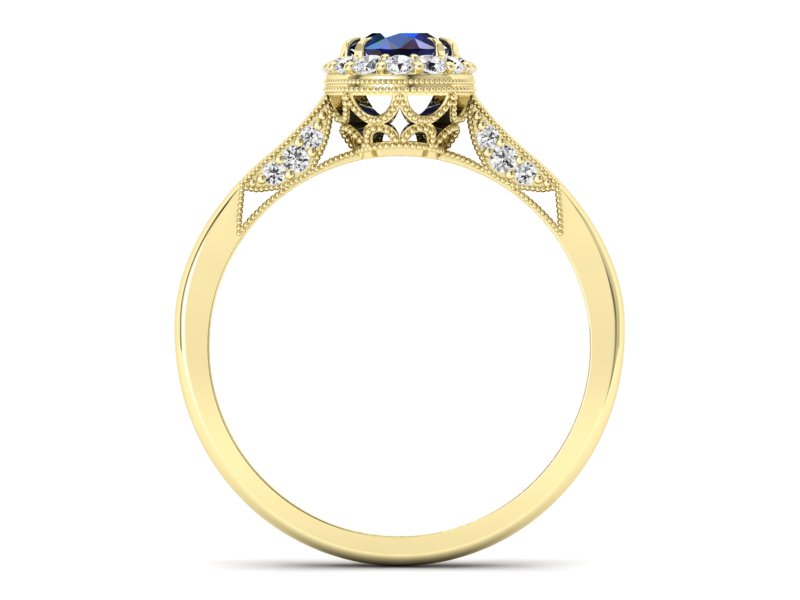 Pierścionek z szafirem i brylantami - p16023zsz — zdjęcie 2