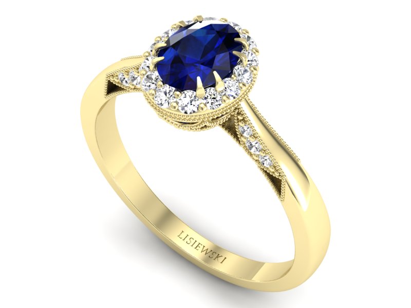 Pierścionek z szafirem i brylantami - p16023zsz — zdjęcie 3