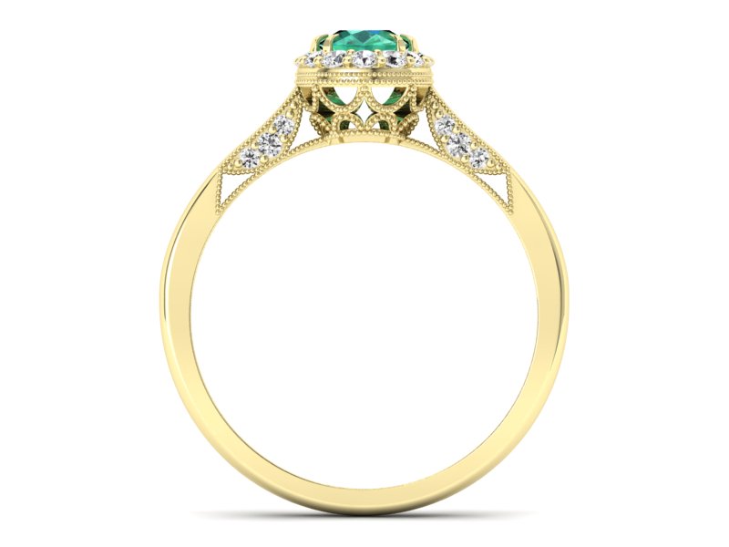 Złoty pierścionek ze szmaragdem i brylantami - p16023zszm — zdjęcie 2