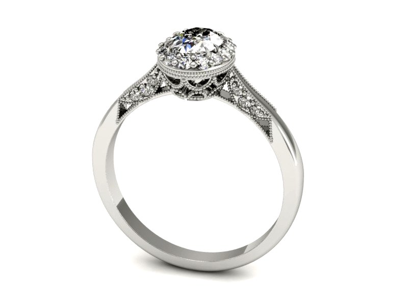 Złoty pierścionek z diamentami białe złoto - p16024b — zdjęcie 3