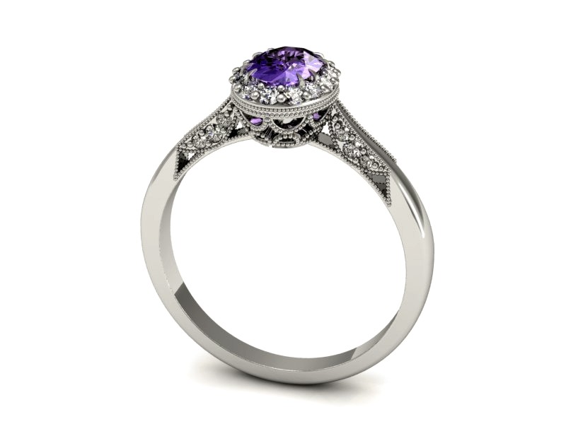 Pierścionek zaręczynowy z tanzanitem z brylantami - p16024bt — zdjęcie 3