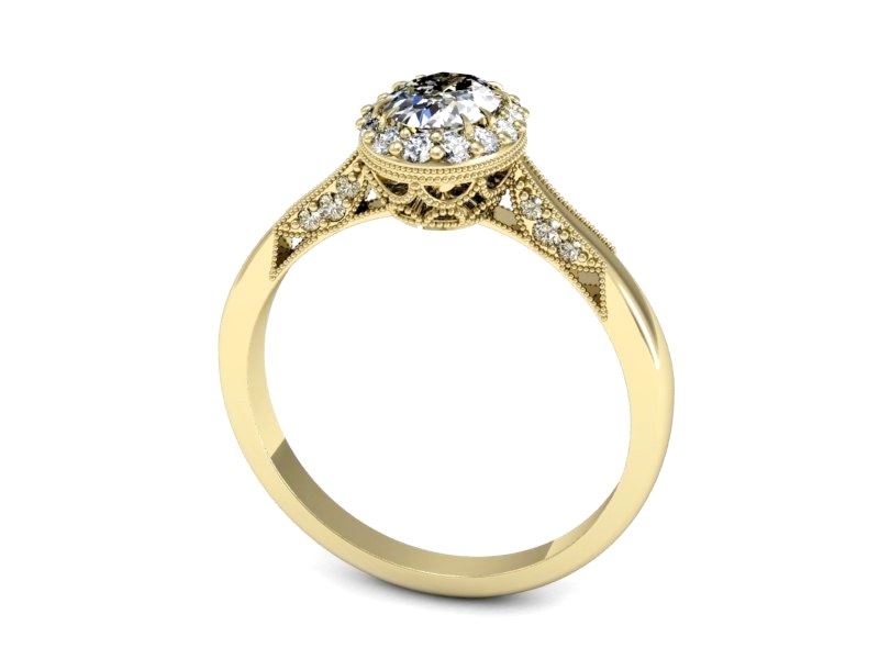 Złoty pierścionek z diamentami żółte złoto - p16024z — zdjęcie 3