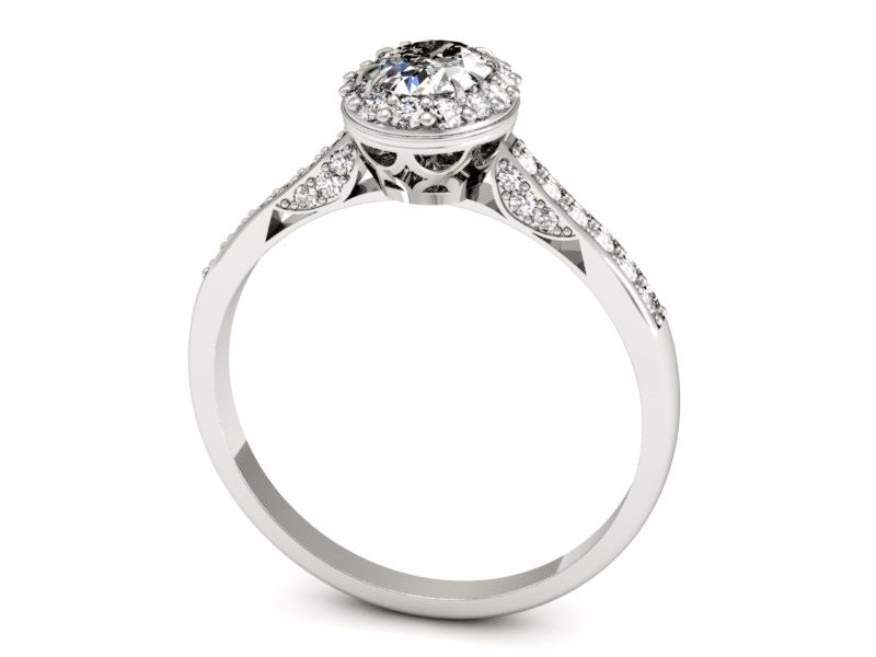 Pierścionek białe złoto z diamentem i brylantami - p16025b — zdjęcie 3