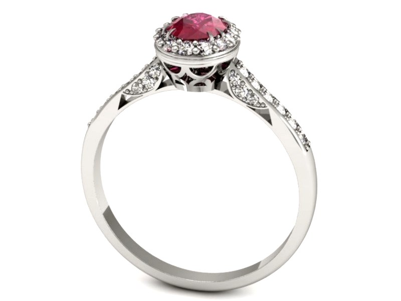 Pierścionek z rubinem i brylantami białe złoto - p16025br — zdjęcie 3