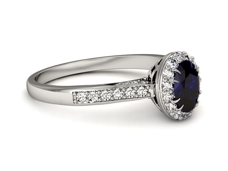 Pierścionek z szafirem i brylantami białe złoto - p16025bsz — zdjęcie 2