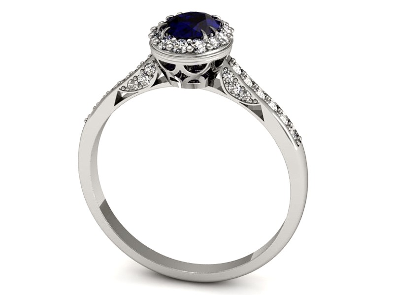 Pierścionek z szafirem i brylantami białe złoto - p16025bsz — zdjęcie 3