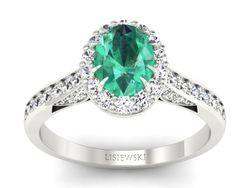 Złoty pierścionek ze szmaragdem i brylantami - p16025bszm