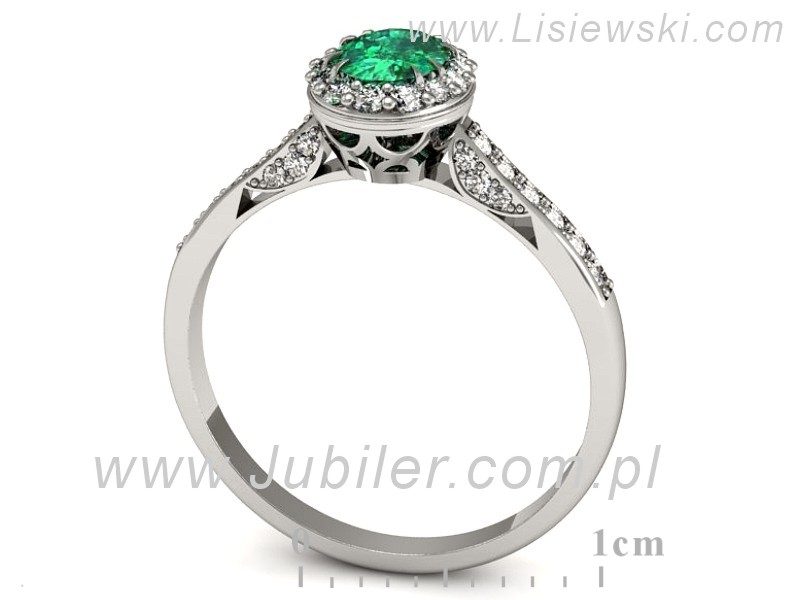 Złoty pierścionek ze szmaragdem i brylantami - p16025bszm — zdjęcie 3