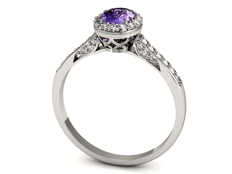 Pierścionek z tanzanitem białe złoto z brylantami - p16025bt — zdjęcie 3