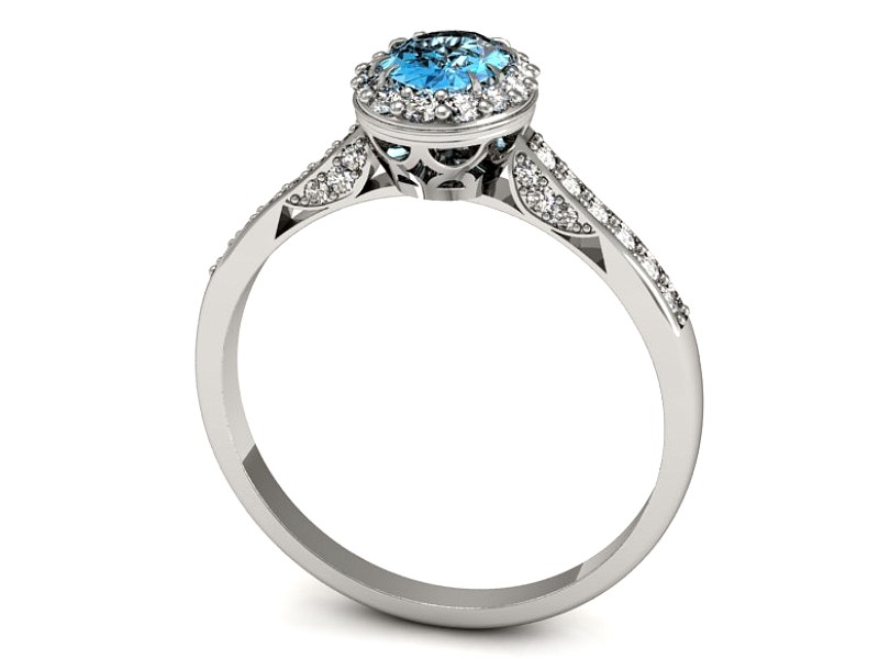 Pierścionek z topazem i brylantami białe złoto - p16025btp — zdjęcie 3