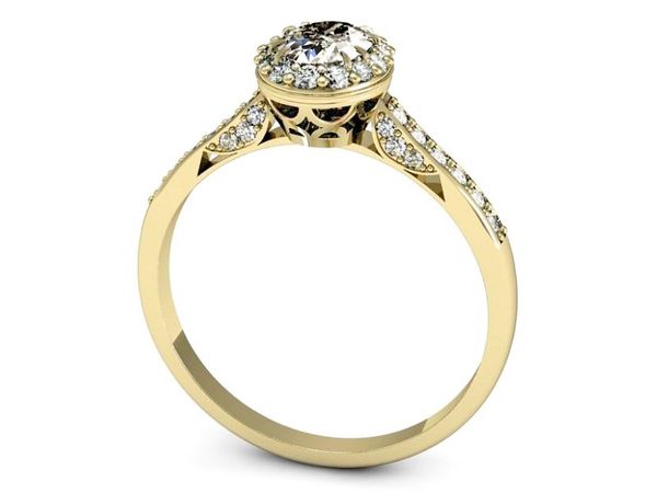 Pierścionek zaręczynowy z diamentami żółte złoto - p16025z