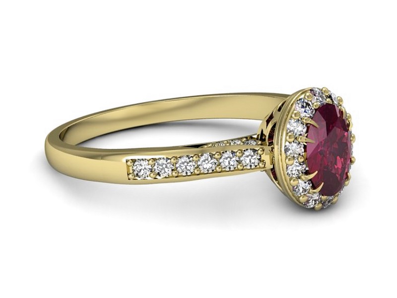 Pierścionek z rubinem i brylantami żółte złoto - p16025zr — zdjęcie 2