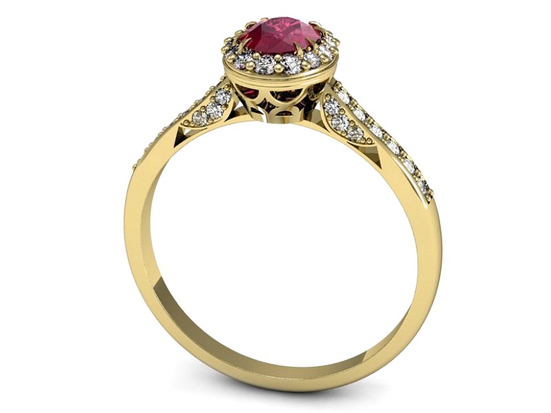 Pierścionek z rubinem i brylantami żółte złoto - p16025zr — zdjęcie 3