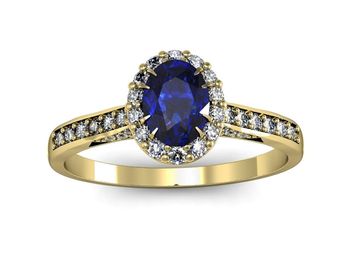 Złoty pierścionek z szafirem i diamentami 585 - p16025zszc - 1