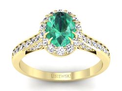Złoty pierścionek ze szmaragdem i diamentami - p16025zszm