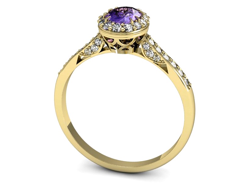 Pierścionek z tanzanitem i brylantami żółte złoto - p16025zt — zdjęcie 3