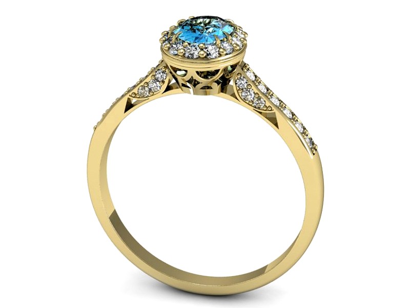 Pierścionek z topazem i brylantami żółte złoto - p16025ztp — zdjęcie 3