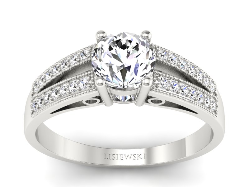 Pierścionek zaręczynowy z brylantami białe złoto - p16026b