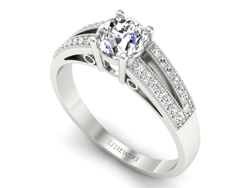 Pierścionek zaręczynowy z brylantami białe złoto - p16026b — zdjęcie 3