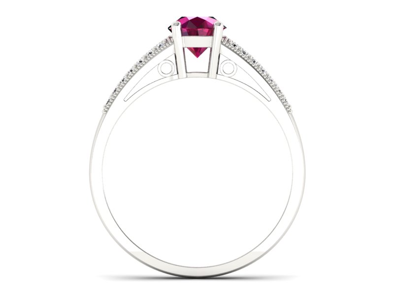 Pierścionek z rubinem i brylantami białe złoto - p16026br — zdjęcie 2
