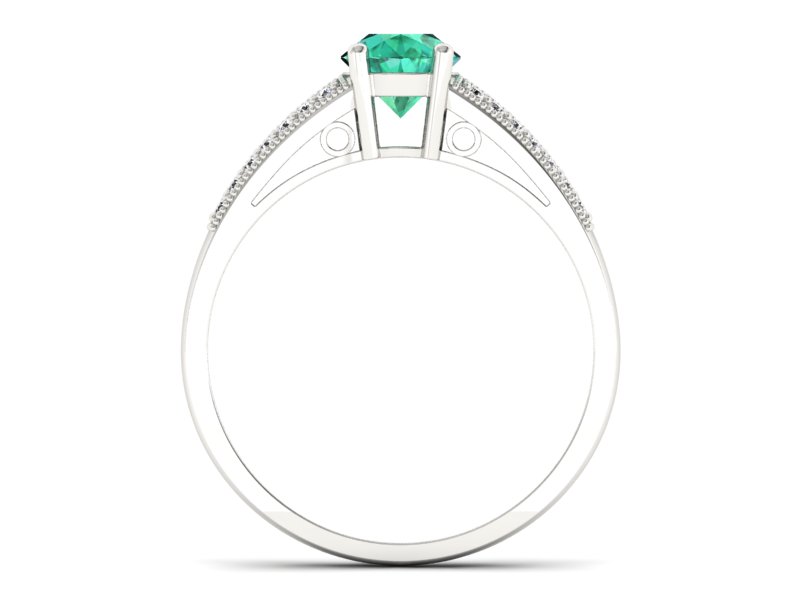 Złoty pierścionek ze szmaragdem i brylantami - p16026bsm — zdjęcie 2