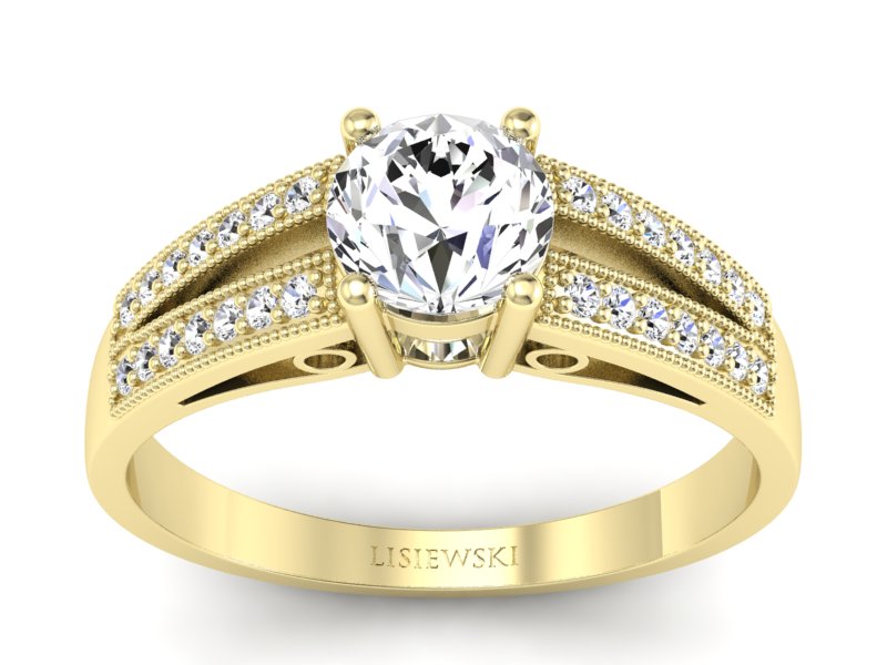 Złoty pierścionek z brylantami żółte złoto - p16026z