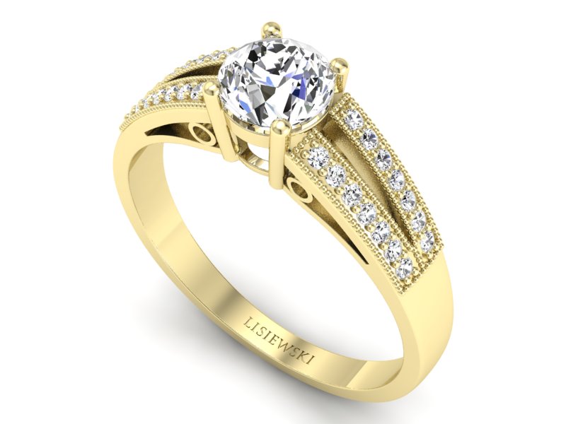 Złoty pierścionek z brylantami żółte złoto - p16026z — zdjęcie 3