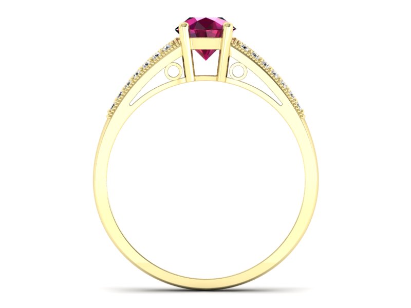 Pierścionek z rubinem z brylantami żółte złoto - p16026zr — zdjęcie 2