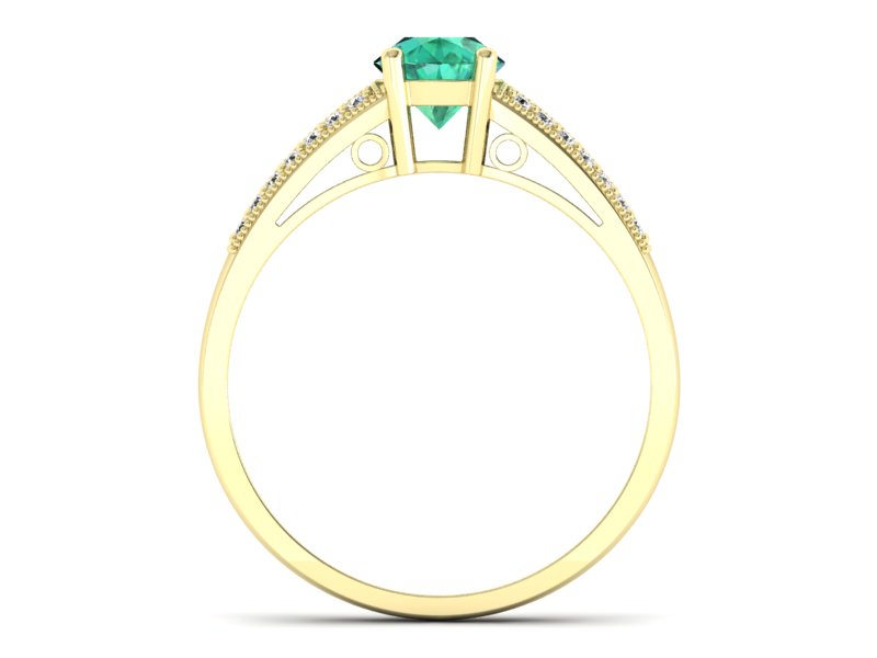Złoty pierścionek ze szmaragdem i diamentami - p16026zsm — zdjęcie 2