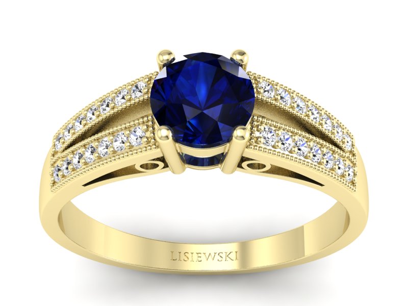 Pierścionek zaręczynowy z szafirem z brylantami - p16026zsz