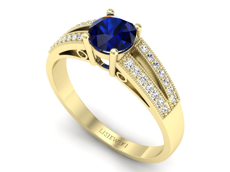 Pierścionek zaręczynowy z szafirem z brylantami - p16026zsz — zdjęcie 3