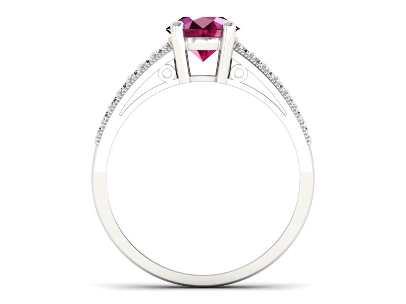 Pierścionek z rubinem i brylantami białe złoto - p16027br — zdjęcie 2