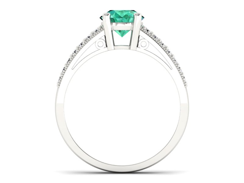 Złoty pierścionek ze szmaragdem z brylantami - p16027bsm — zdjęcie 2