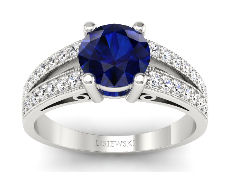 Pierścionek zaręczynowy z szafirem z brylantami - p16027bsz