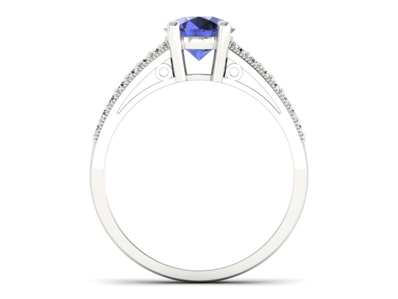 Pierścionek z tanzanitem białe złoto z brylantami - p16027bt — zdjęcie 2