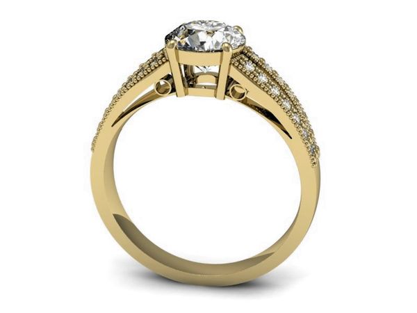 Pierścionek zaręczynowy z brylantami żółte złoto - p16027z