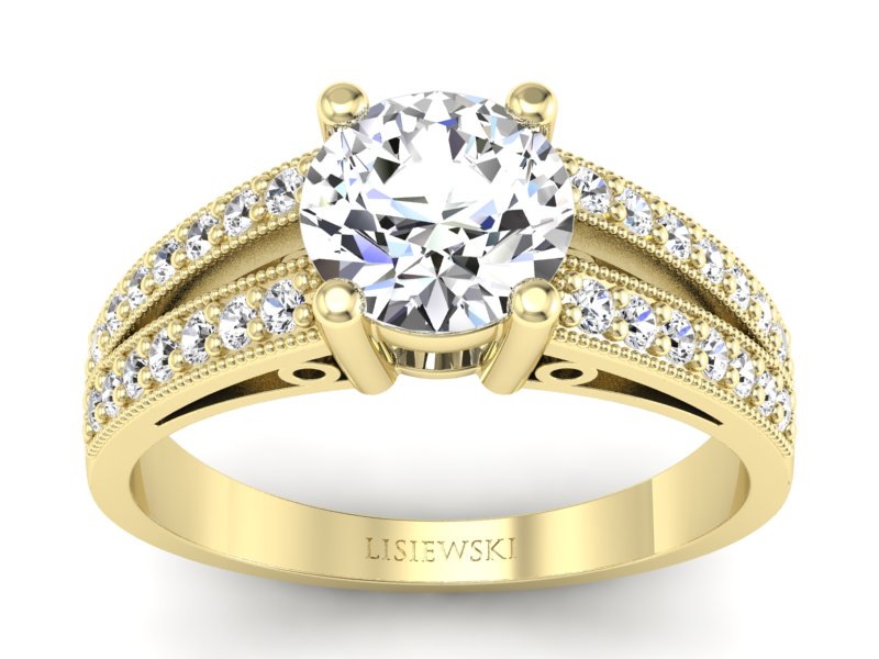 Pierścionek zaręczynowy z brylantami żółte złoto - p16027z