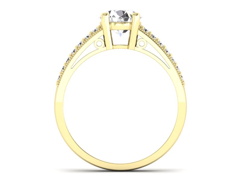 Pierścionek zaręczynowy z brylantami żółte złoto - p16027z — zdjęcie 2