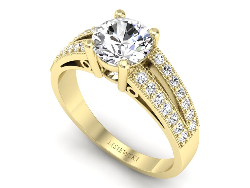 Pierścionek zaręczynowy z brylantami żółte złoto - p16027z — zdjęcie 3